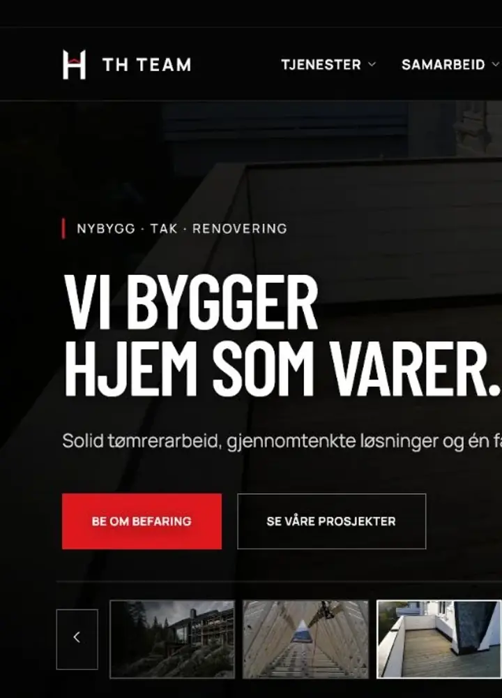 Strona internetowa norweskiej firmy budowlanej TH Team