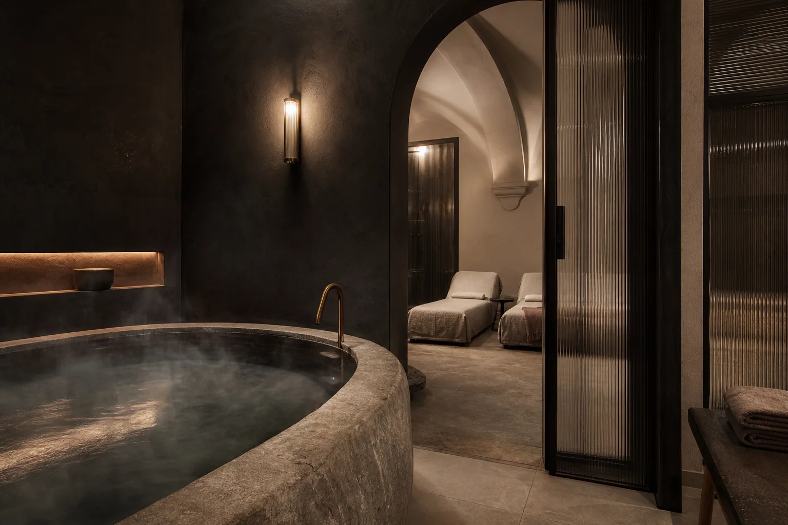 Prywatna strefa spa w butikowym hotelu Noire Residence