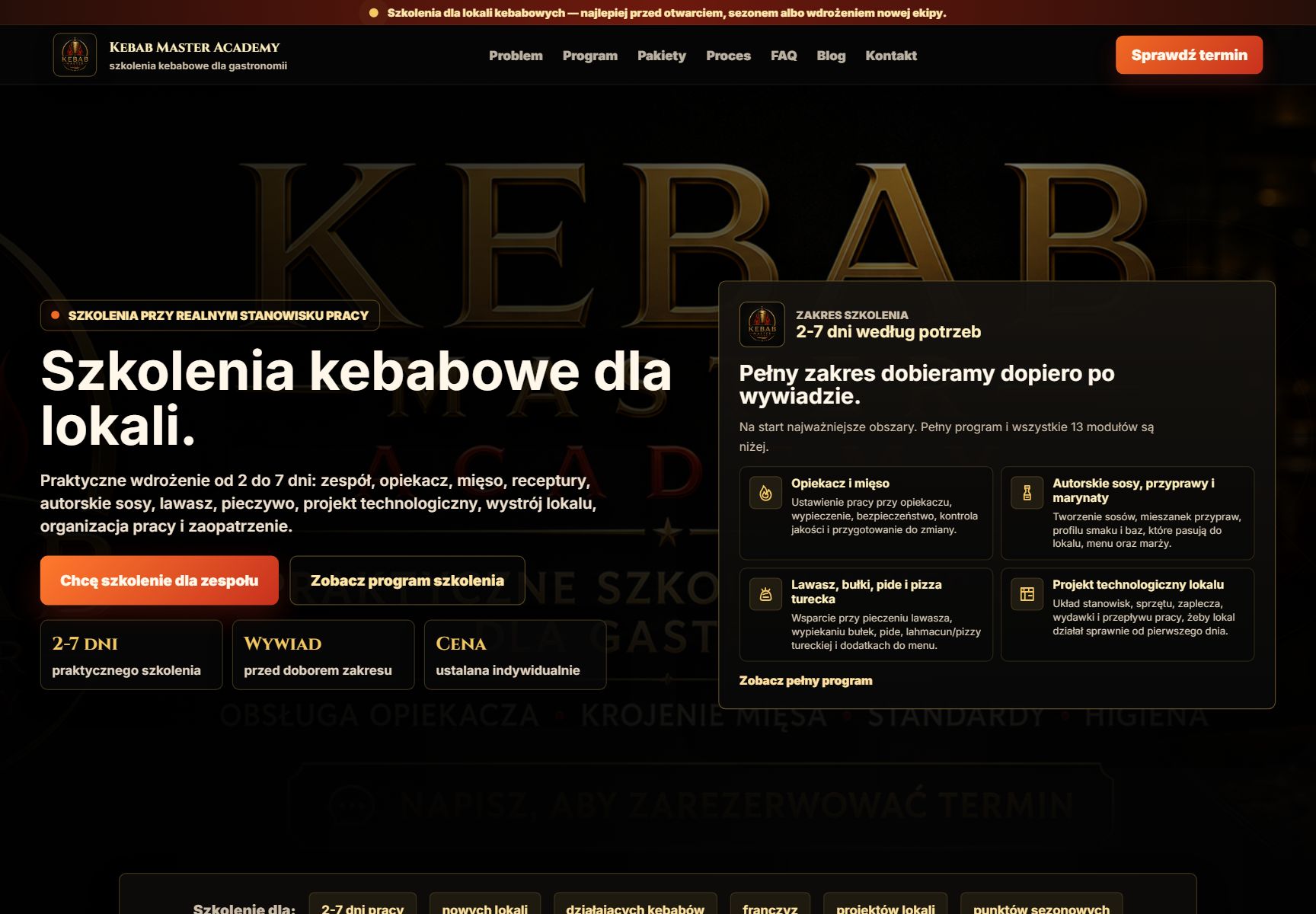 Landing i baza wiedzy KebabMaster Academy